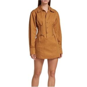 A.L.C. Paisley Mini Dress Long Sleeve Bronze Size 4